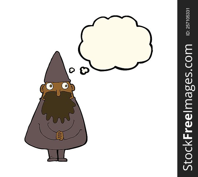 Cartoon Wizard With Thought Bubble