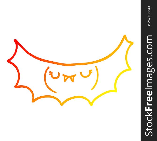 Warm Gradient Line Drawing Cartoon Vampire Bat