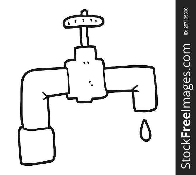 freehand drawn black and white cartoon dripping faucet