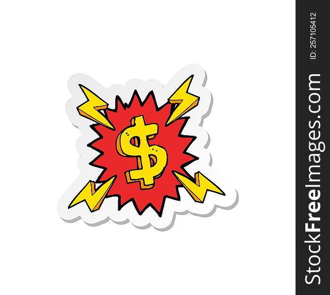 sticker of a cartoon dollar symbol