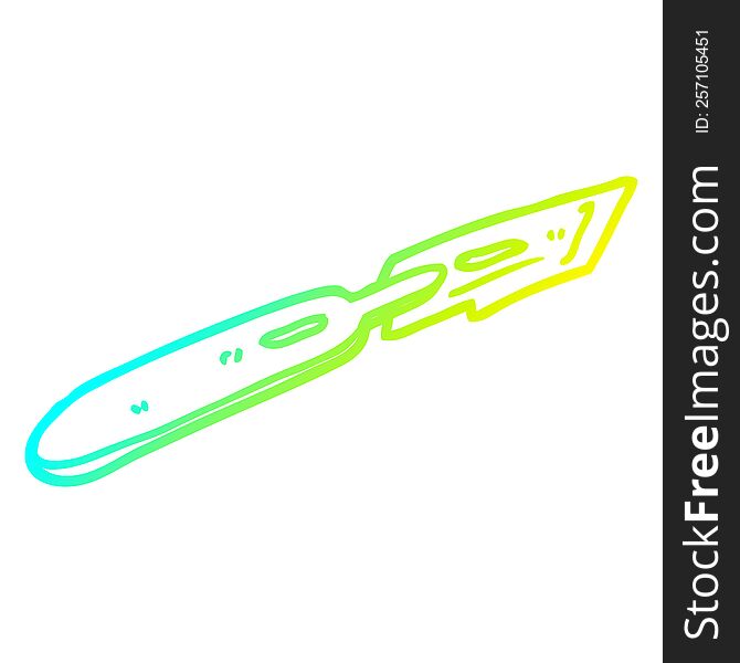 cold gradient line drawing of a cartoon surgeon blade