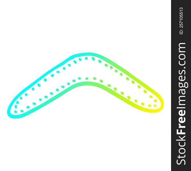 cold gradient line drawing of a cartoon boomerang