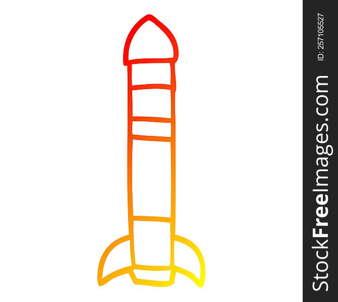 warm gradient line drawing of a cartoon tall rocket