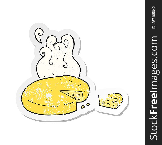 Retro Distressed Sticker Of A Cartoon Cheese