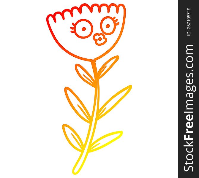 Warm Gradient Line Drawing Cartoon Flower Dancing