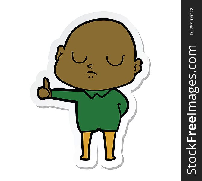 sticker of a cartoon bald man