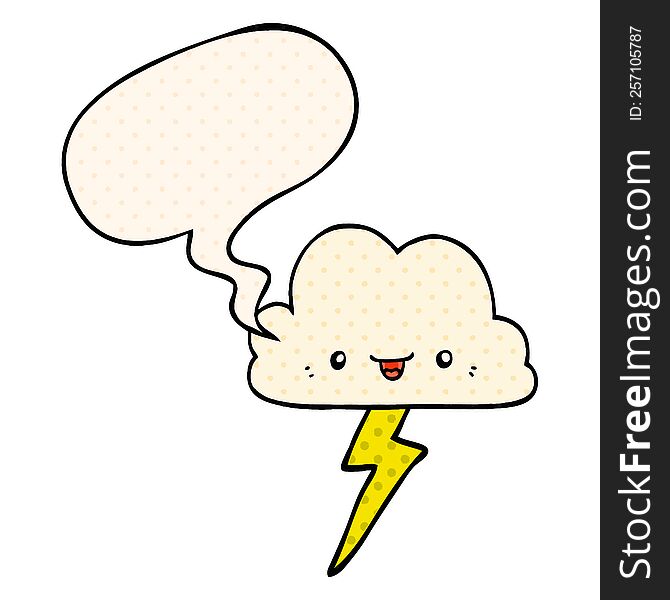 Cartoon Storm Cloud And Speech Bubble In Comic Book Style