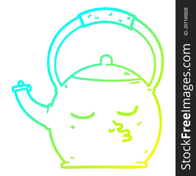 cold gradient line drawing of a cartoon kettle