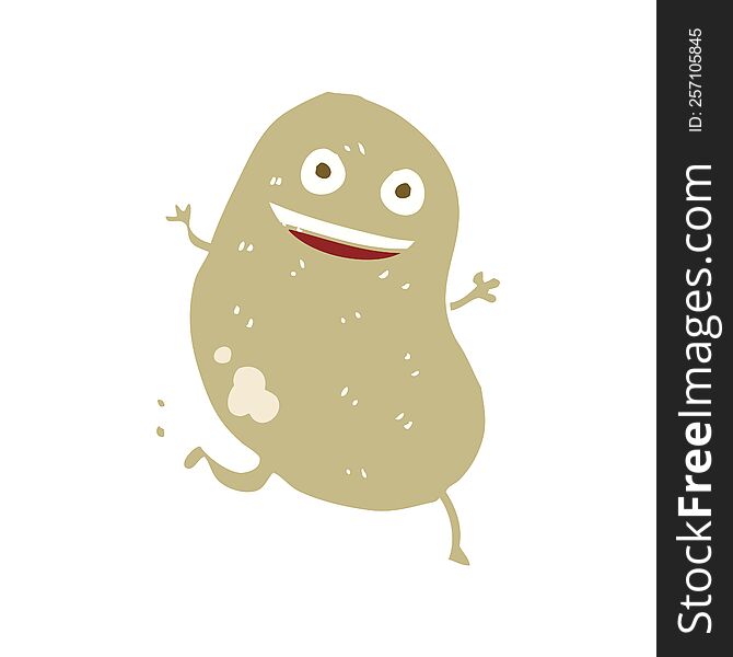 Flat Color Illustration Of A Cartoon Potato Running