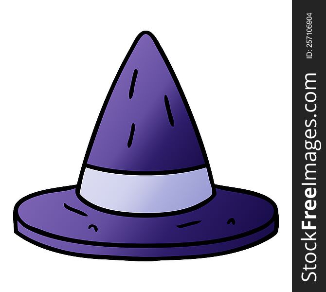 hand drawn gradient cartoon doodle of a witches hat