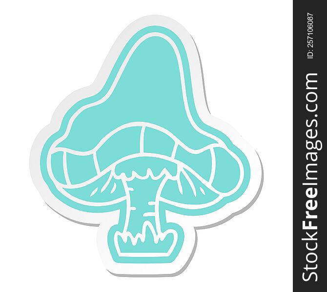 cartoon sticker of a single mushroom