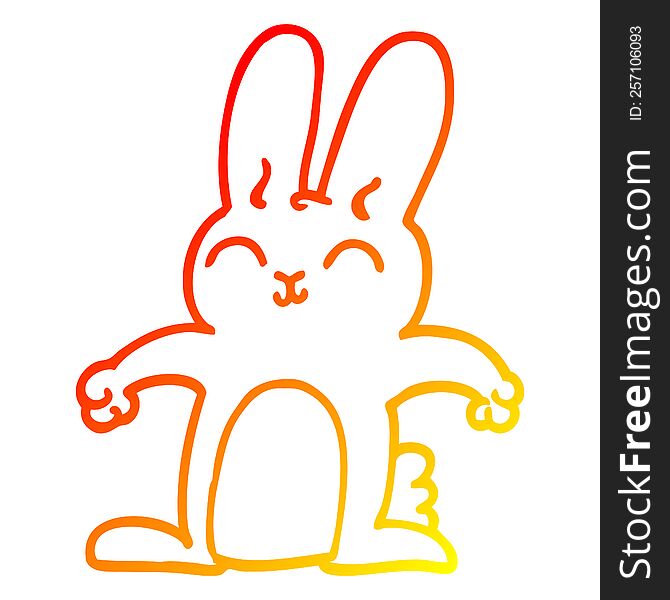 warm gradient line drawing of a happy cartoon rabbit