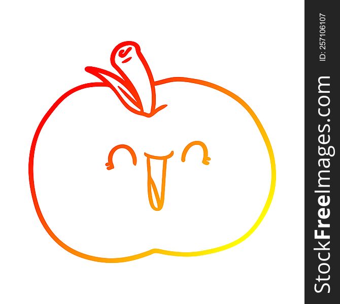 Warm Gradient Line Drawing Cartoon Laughing Apple