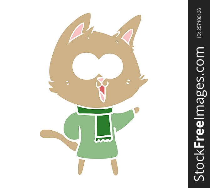Funny Flat Color Style Cartoon Cat