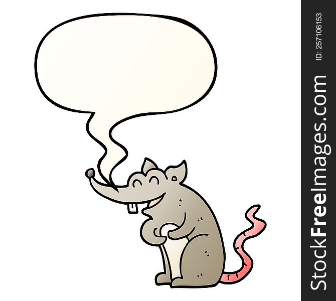 Cartoon Rat And Speech Bubble In Smooth Gradient Style