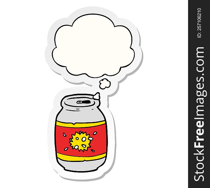 Cartoon Soda Can And Thought Bubble As A Printed Sticker