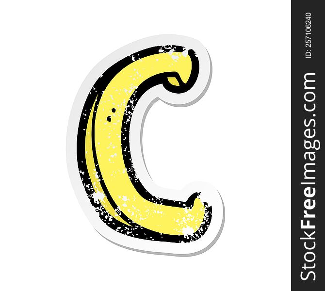 Retro Distressed Sticker Of A Cartoon Letter C