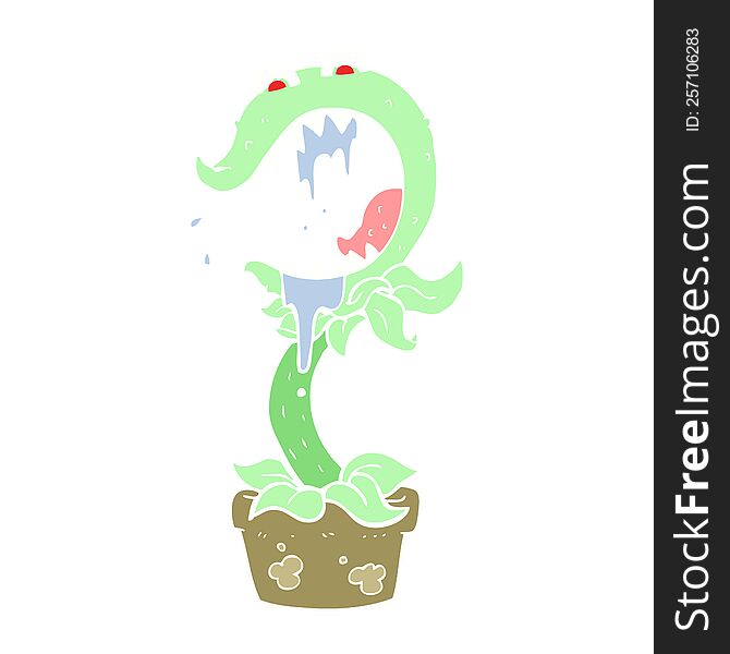 flat color illustration of a cartoon carnivorous plant