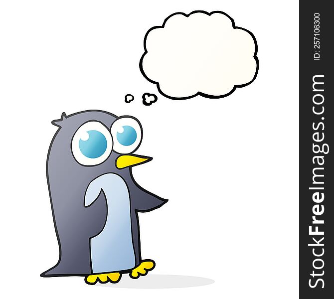 Thought Bubble Cartoon Penguin With Big Eyes