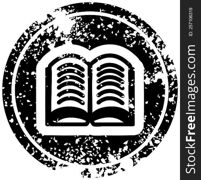 open book distressed icon symbol