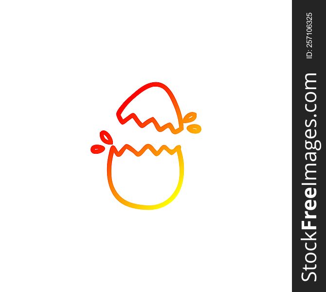 warm gradient line drawing of a hatching egg cartoon