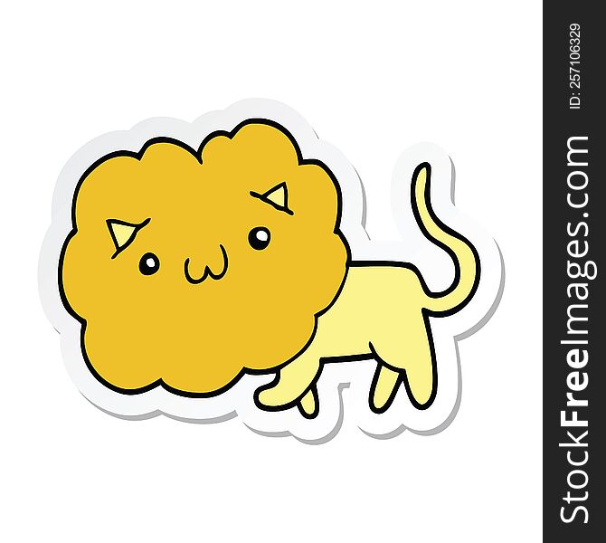 sticker of a cute cartoon lion