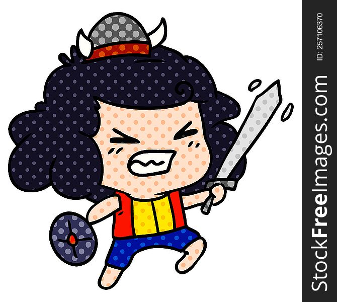 cartoon of kawaii viking child