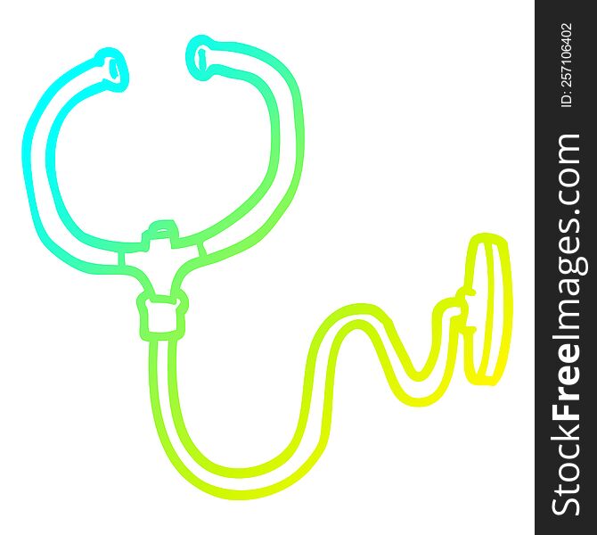 Cold Gradient Line Drawing Cartoon Stethoscope