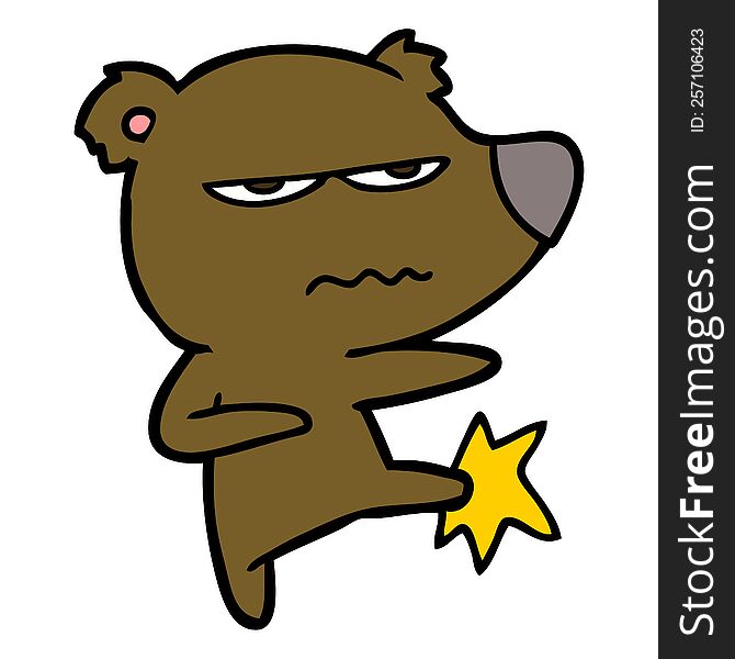 angry bear cartoon kicking. angry bear cartoon kicking