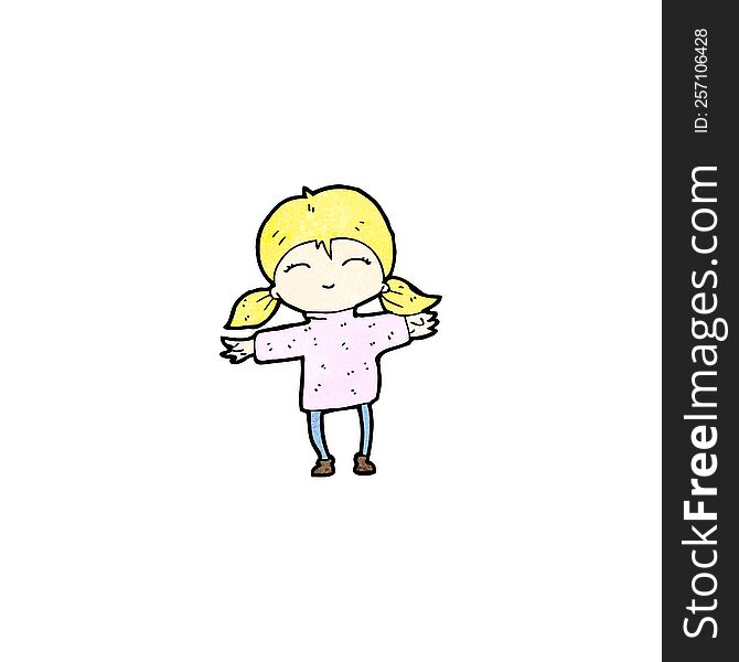 Cartoon Happy Blond Girl