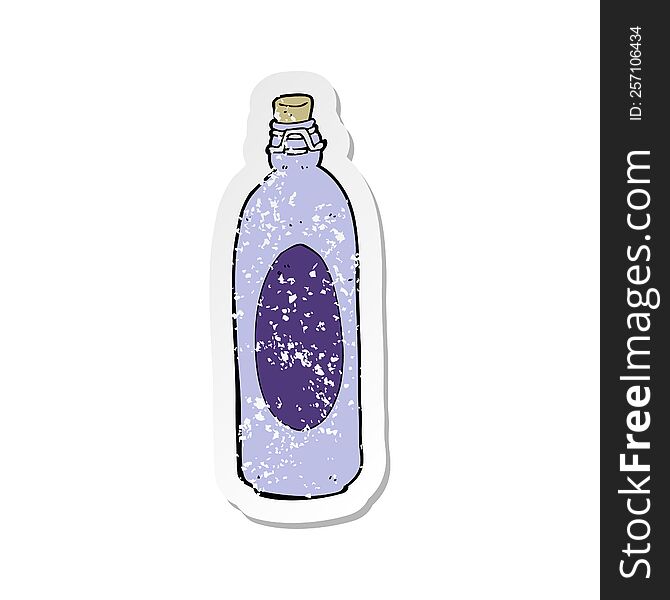 Retro Distressed Sticker Of A Cartoon Traditional Bottle