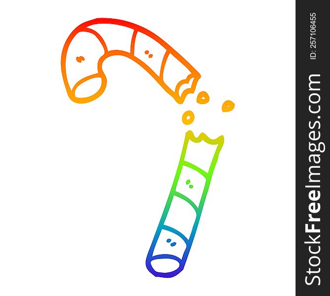 Rainbow Gradient Line Drawing Cartoon Xmas Candy Cane