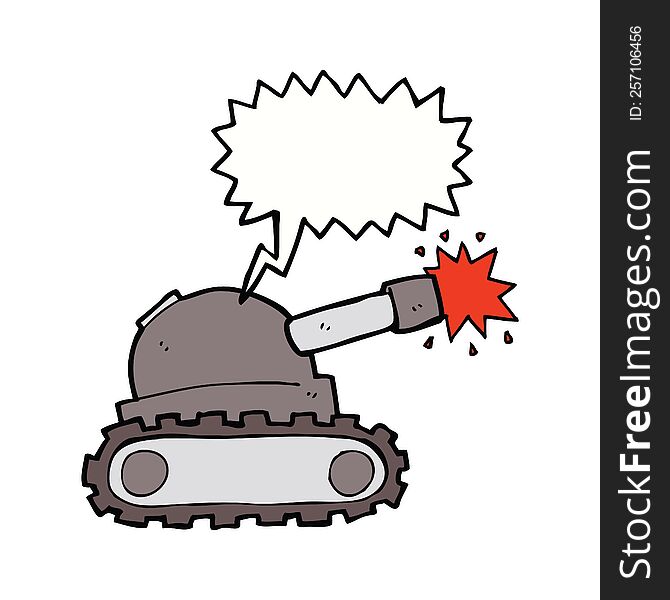 cartoon tank with speech bubble