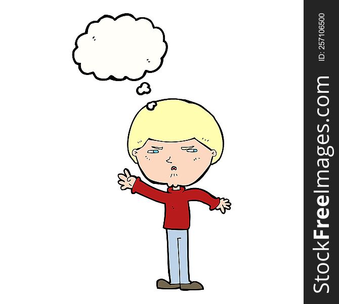 cartoon mean man with thought bubble