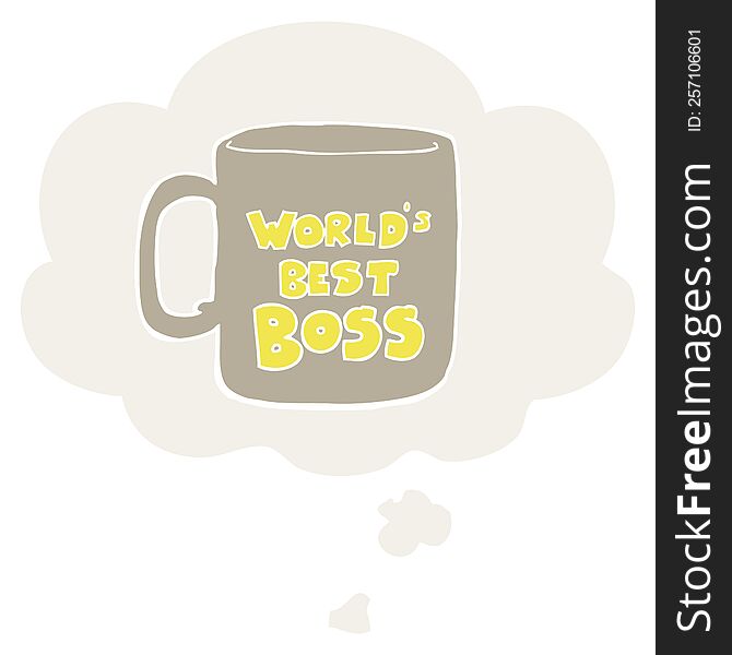 worlds best boss mug with thought bubble in retro style