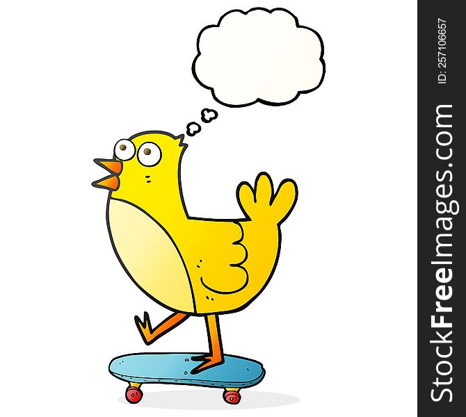 Thought Bubble Cartoon Bird On Skateboard