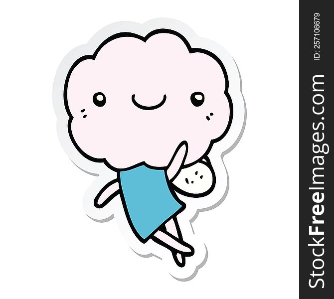 Sticker Of A Cute Cloud Head Creature