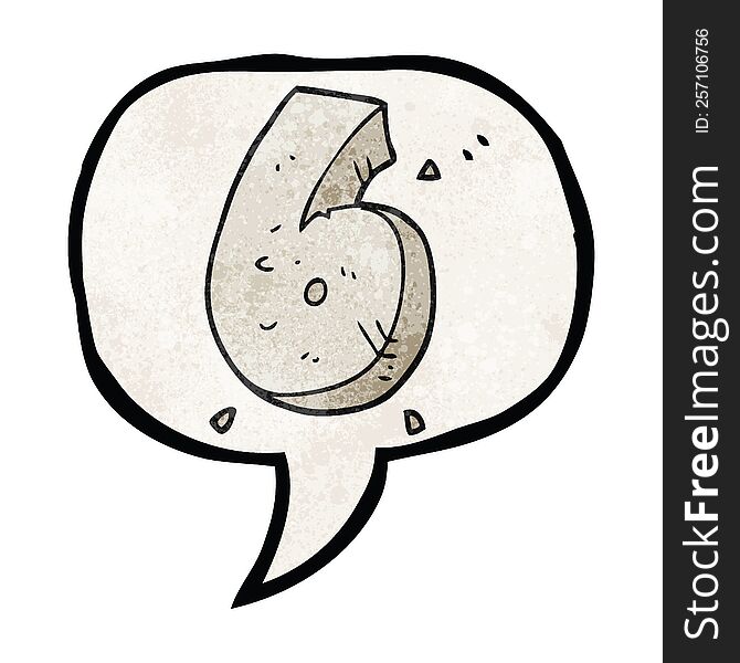 freehand speech bubble textured cartoon stone number six