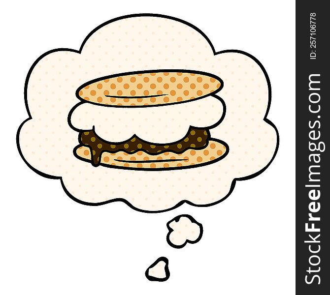 smore cartoon with thought bubble in comic book style