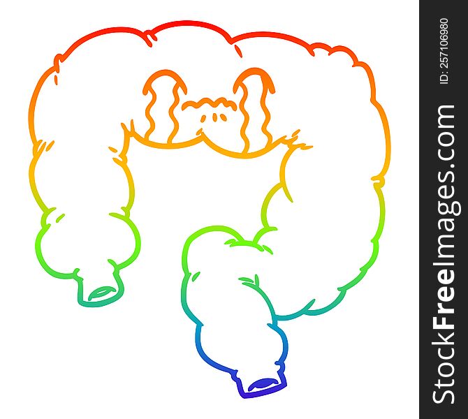 rainbow gradient line drawing of a cartoon colon