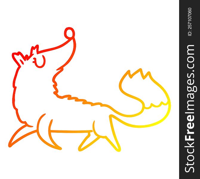 Warm Gradient Line Drawing Cartoon Fox