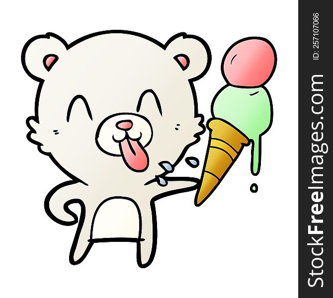 cartoon bear with ice cream. cartoon bear with ice cream
