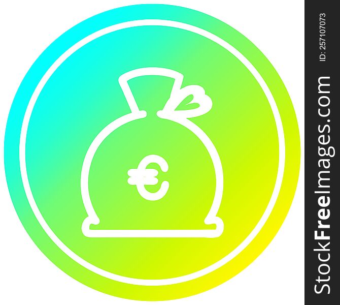 money sack circular icon with cool gradient finish. money sack circular icon with cool gradient finish