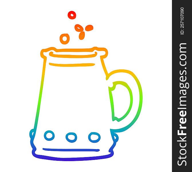 Rainbow Gradient Line Drawing Cartoon Jem Encrusted Cup