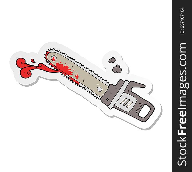 Sticker Of A Cartoon Bloody Chainsaw