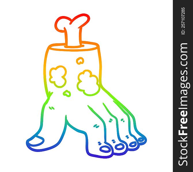 rainbow gradient line drawing of a spooky zombie hand cartoon