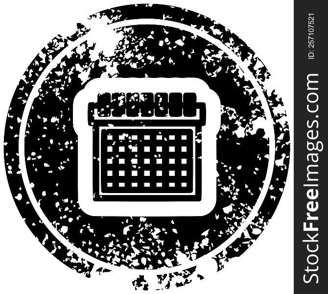 monthly calendar distressed icon symbol