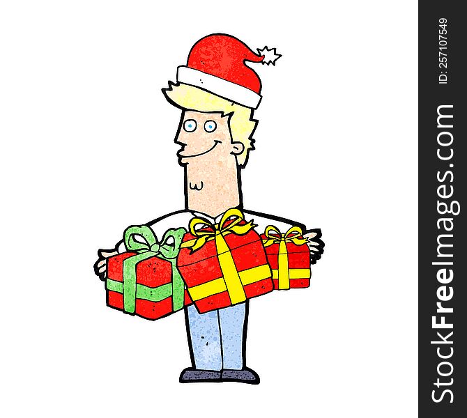 cartoon man with gifts