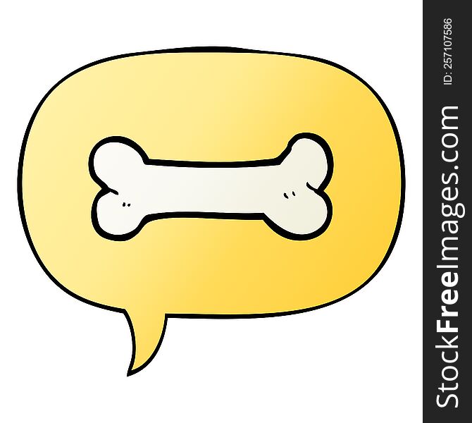 cartoon bone with speech bubble in smooth gradient style