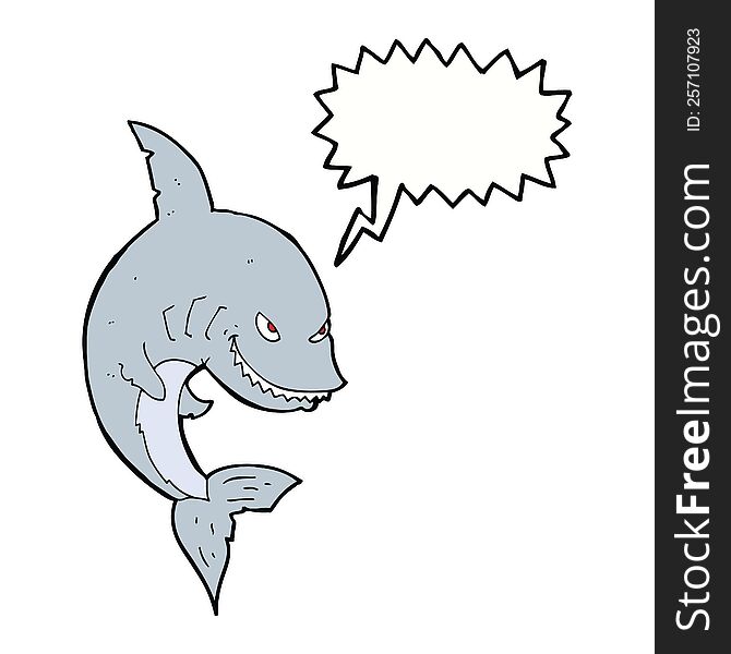 funny cartoon shark with speech bubble